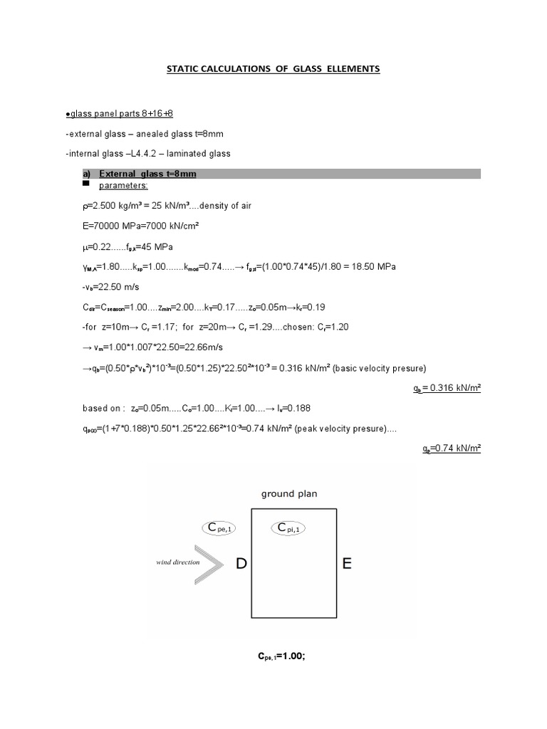 Glass Panel Static Calculations | PDF | Mechanics | Quantity
