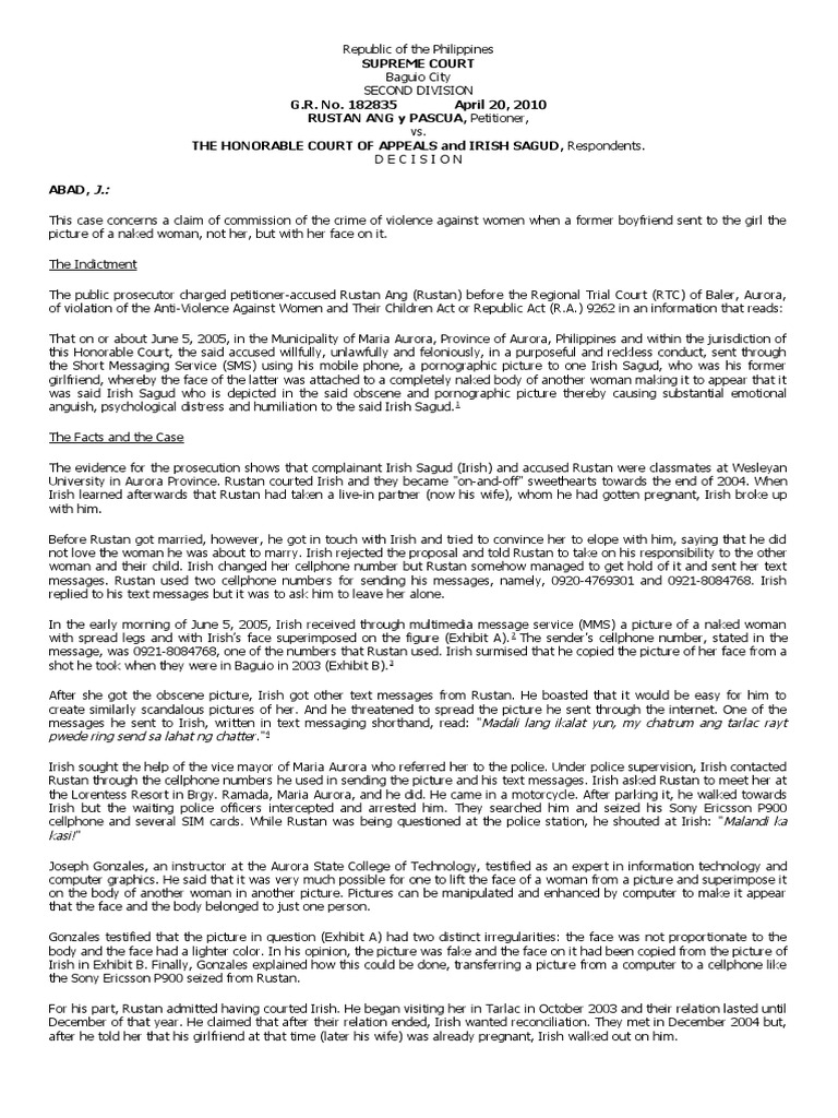 SPL Cases Ra 9262 and Ra 7610 PDF Romance (Love) Harassment