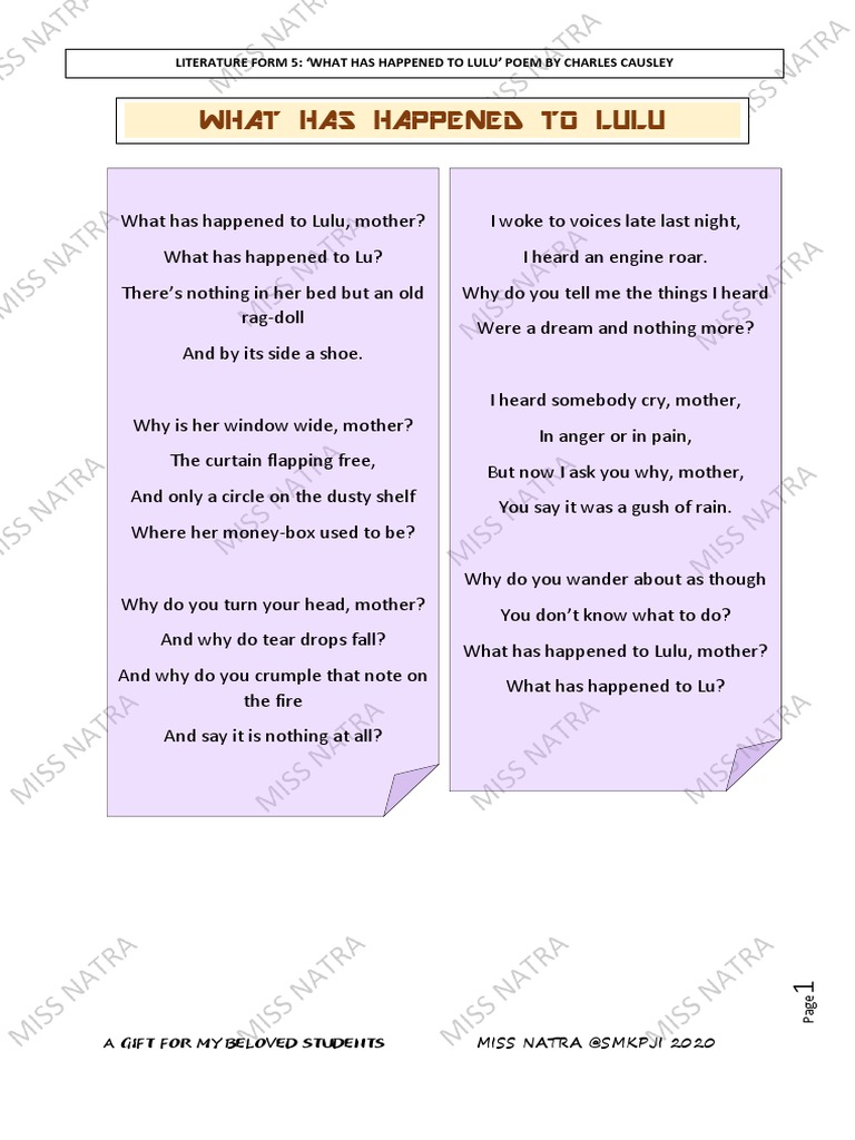 What Has Happened To Lulu by Charles Causley | PDF | Poetry