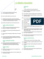 Year 1 Maths Checklist PDF