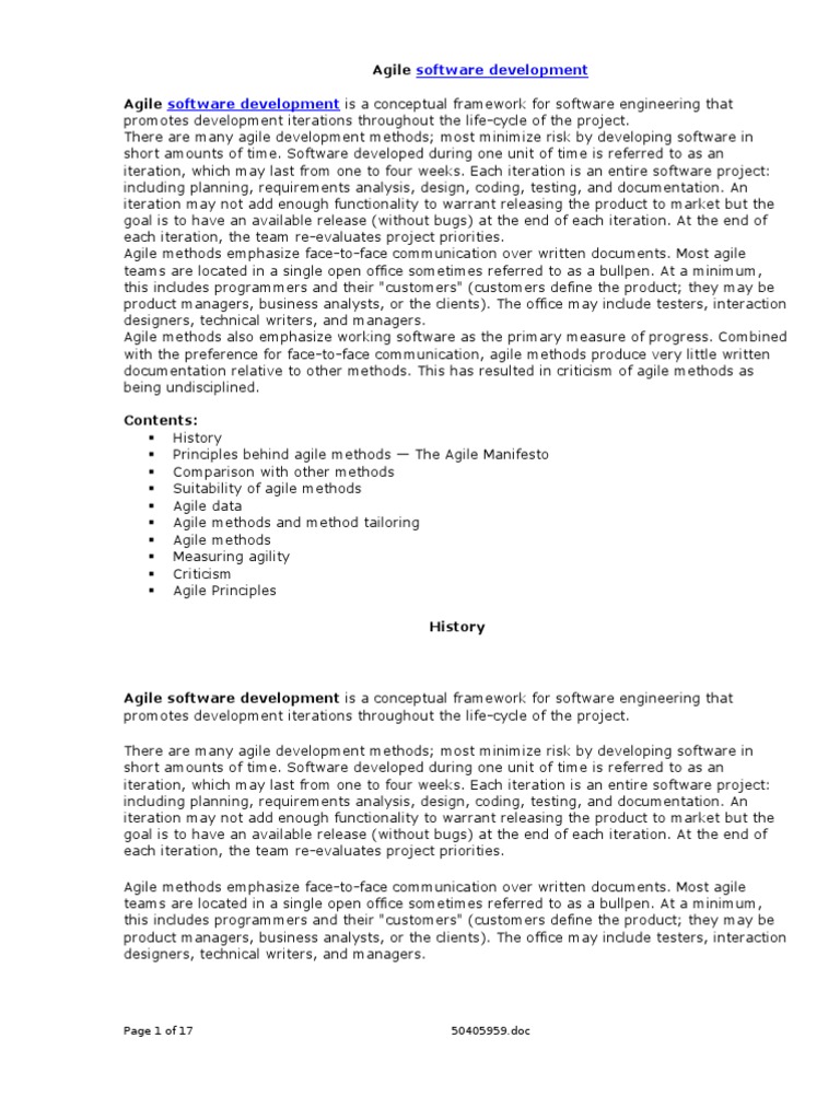 Agile Software Development Overview | PDF | Agile Software Development ...