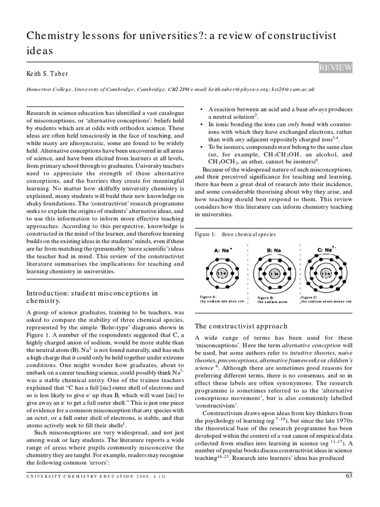 Taber Chemistry A Review Of Constructivist Ideas Pdf