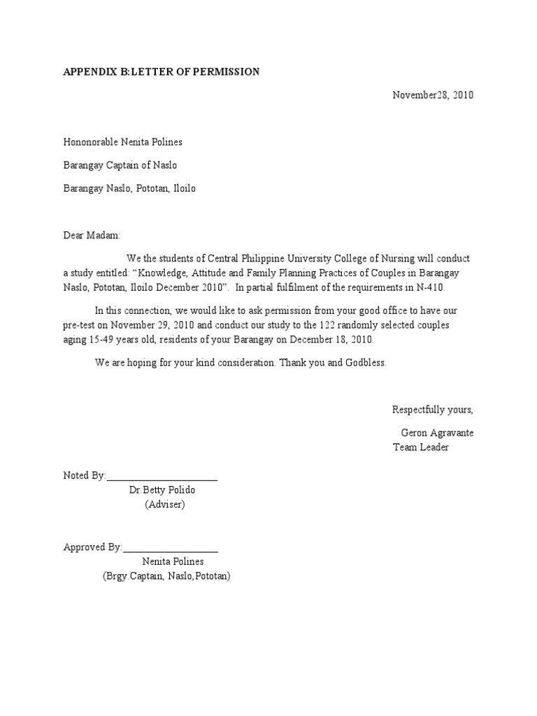 Letter Sample Requesting Permission To Use A Reference