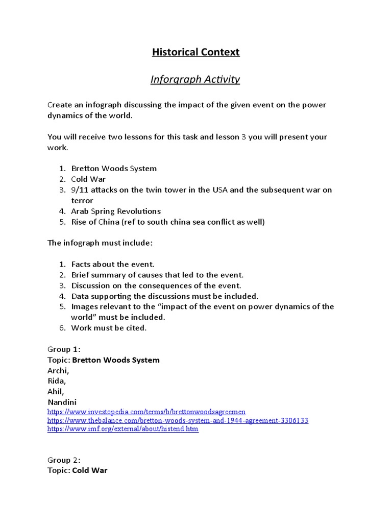 Inforgraph Activity: Historical Context | PDF | History