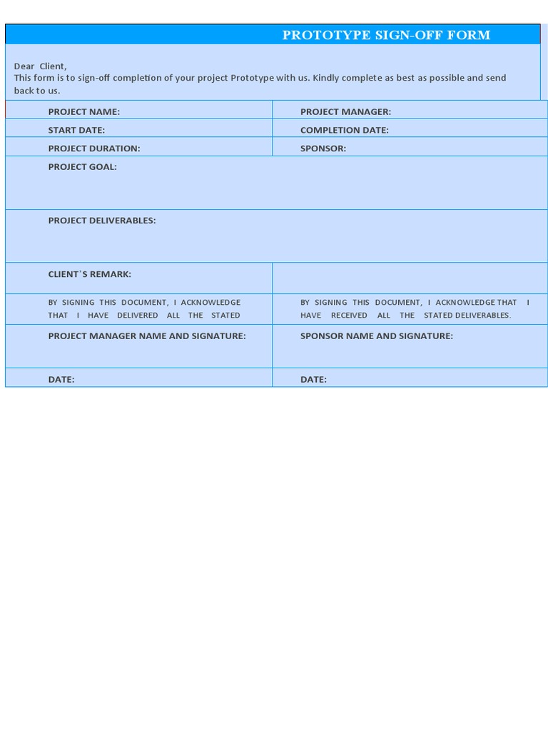Prototype Sign-Off Form | PDF | Law