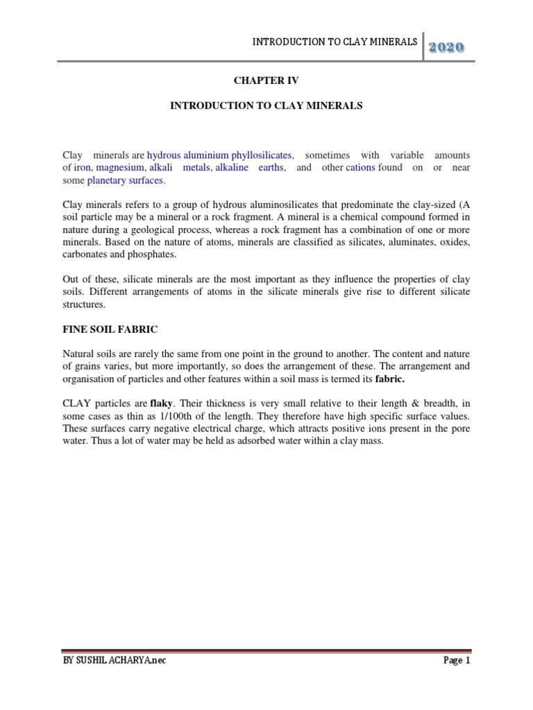 Overview of Clay Minerals and Types | PDF | Minerals | Soil