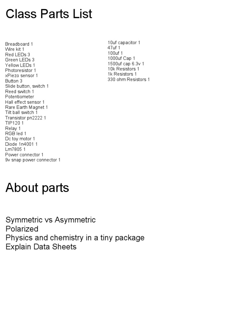 Essential Electronic Components List | PDF | Teaching Methods ...