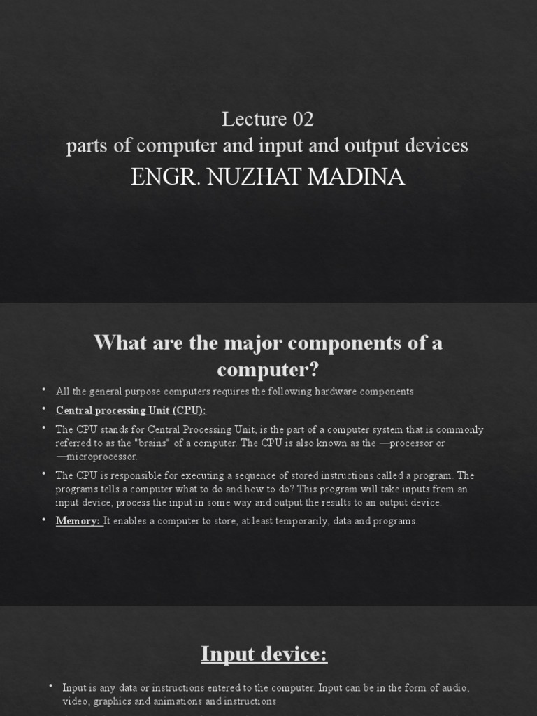 Parts of Computer and Input and Output Devices | PDF | Printer ...