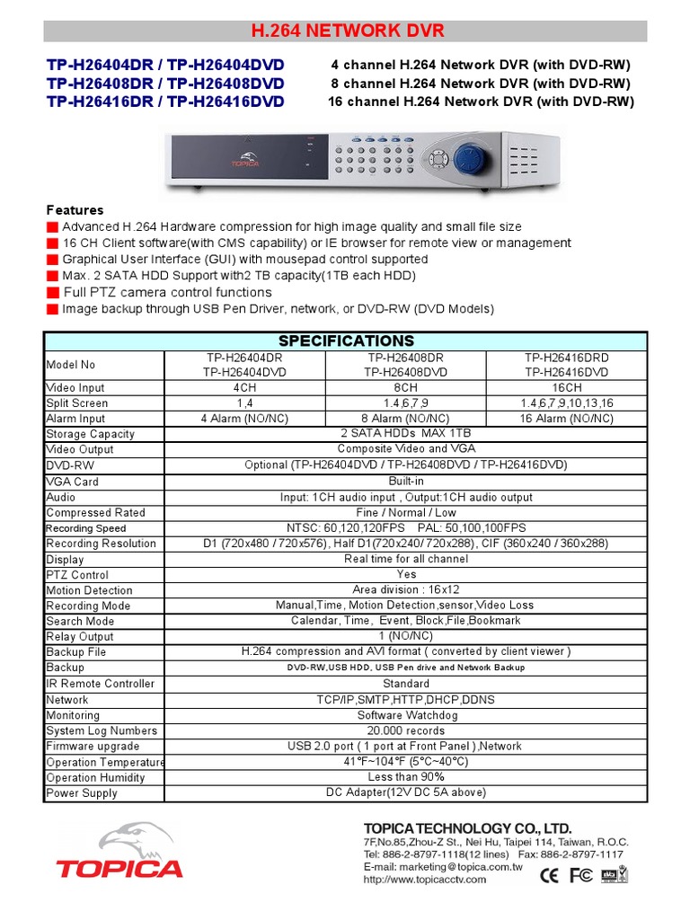 H.264 DVRs for Security Professionals | PDF | Digital Video Recorder | Usb