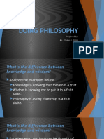 Doing Philosophy: Prepared By: Ms. Elaine J. Riñon