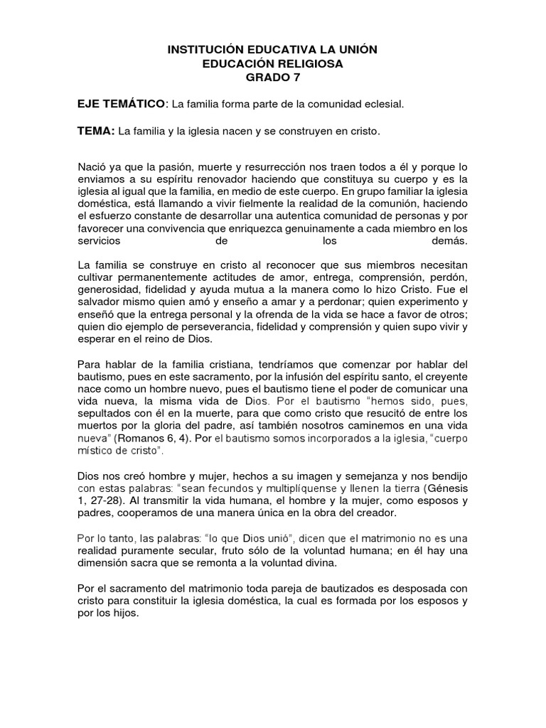 La familia y la iglesia en Cristo | PDF | Cristo (título) | Familia