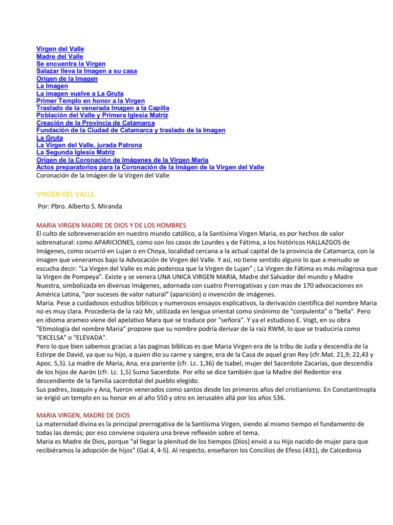 Historia de la Virgen del Valle | PDF | María, madre de Jesús | Cristo ...