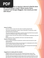 Q2: What Conflicts or Barriers Internal To Barilla Does