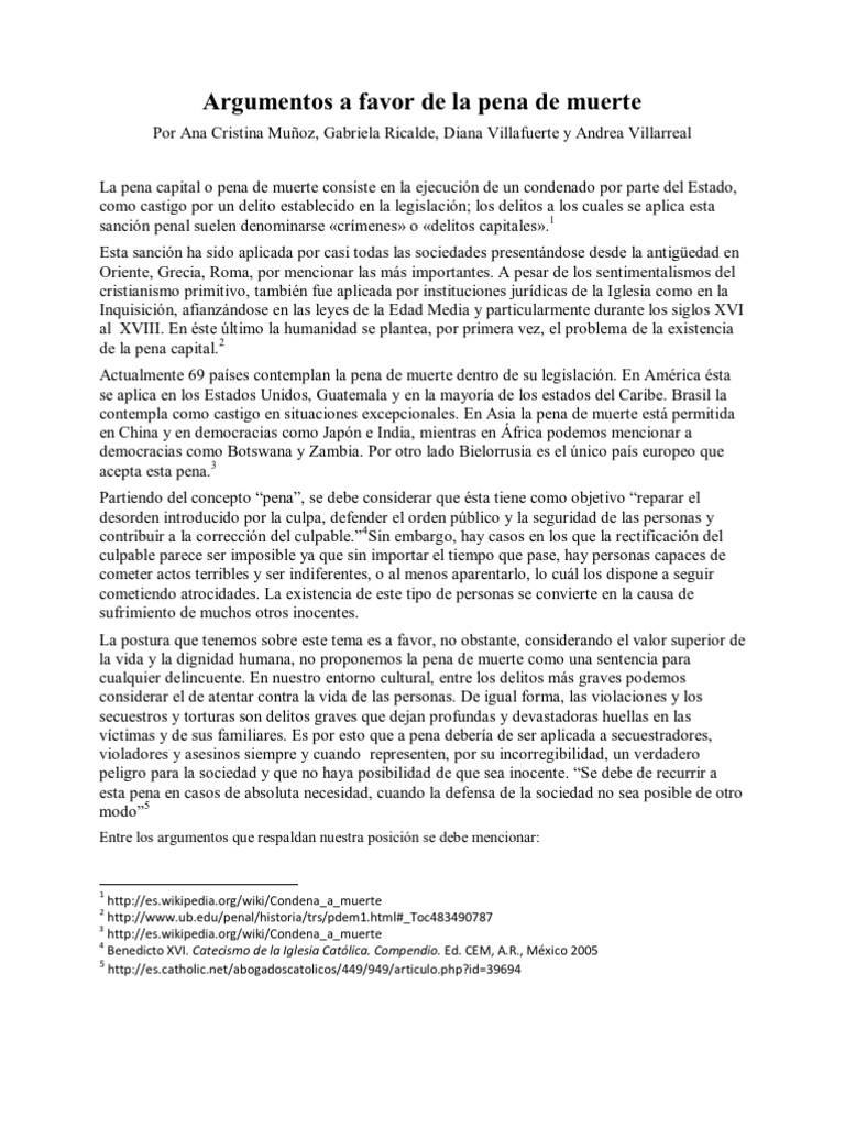 Argumentos a Favor de la Pena de Muerte | PDF | Pena capital | Castigos