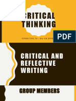 Critical Thinking: Submitted To: Ma'Am Misbah