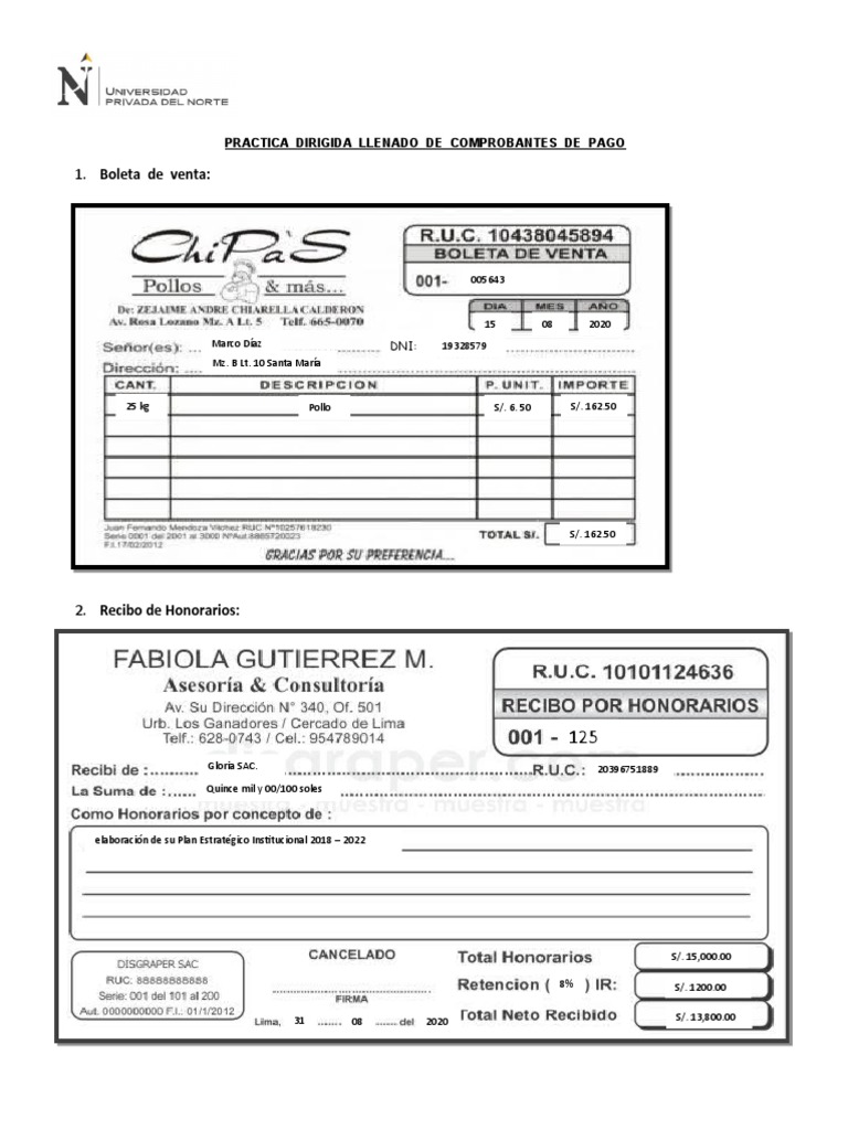 Llenado de Comprobantes de Pago | PDF