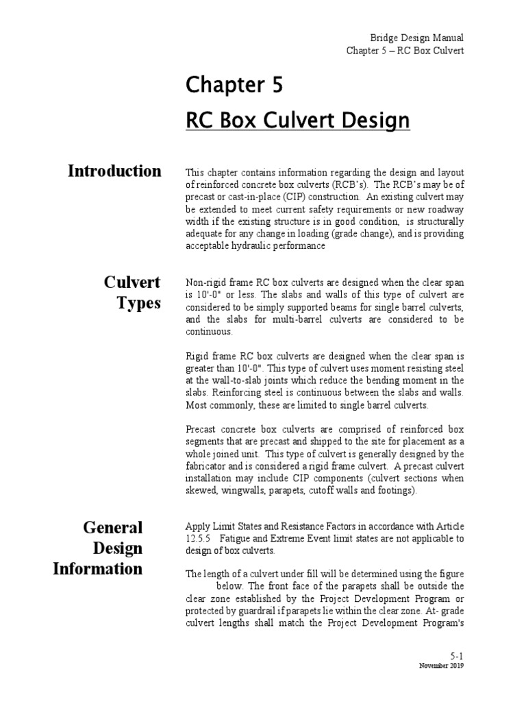 RC Box Culvert Design Guidelines | PDF | Precast Concrete | Bridge