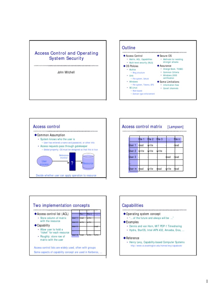 Outline: Access Control and Operating System Security | PDF | Operating ...