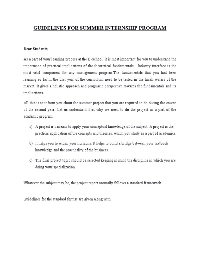 Summer Internship Project Guidelines | PDF | Cognition | Science