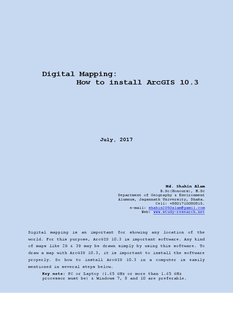 Digital Mapping: How To Install Arcgis 10.3: July, 2017 | PDF | Arc Gis ...