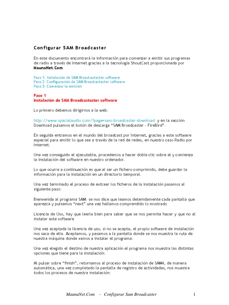 Configurar SAM Broadcaster: Paso 1 Instalación de SAM Broadcastaster ...