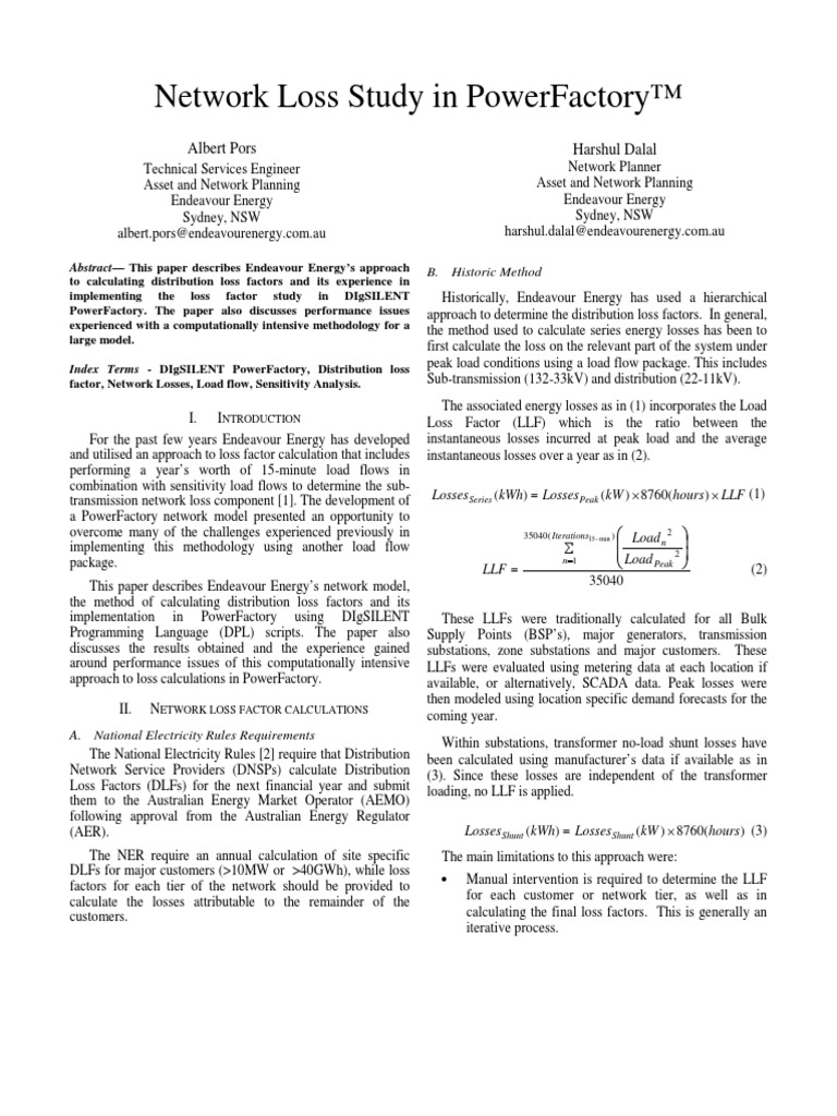 Network Loss Study in PowerFactory | PDF | Electrical Substation 