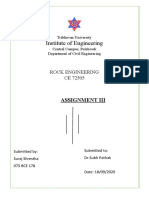 Tribhuvan University Rock Engineering Assignment III