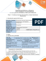 Guia de Actividades y Rubrica de Evaluacion Paso 4 - Evaluar Proyectos de Inversión y Tomar Decisiones Financieras