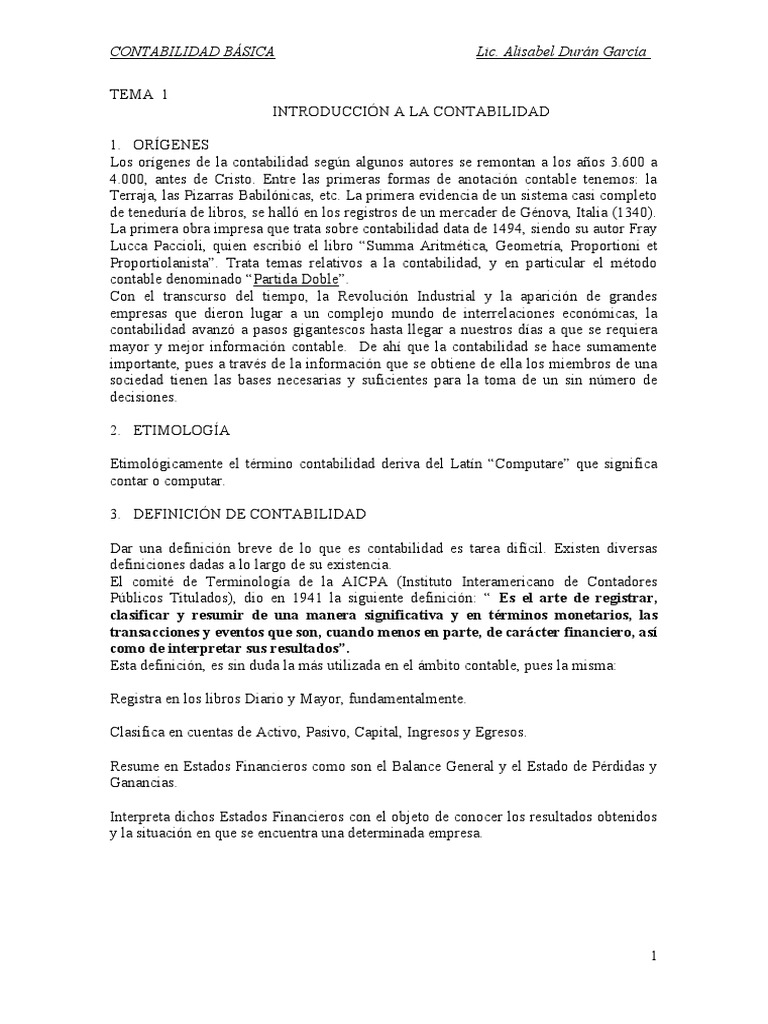 Tema 1 Contabilidad Básica Pdf Estado Financiero Contabilidad