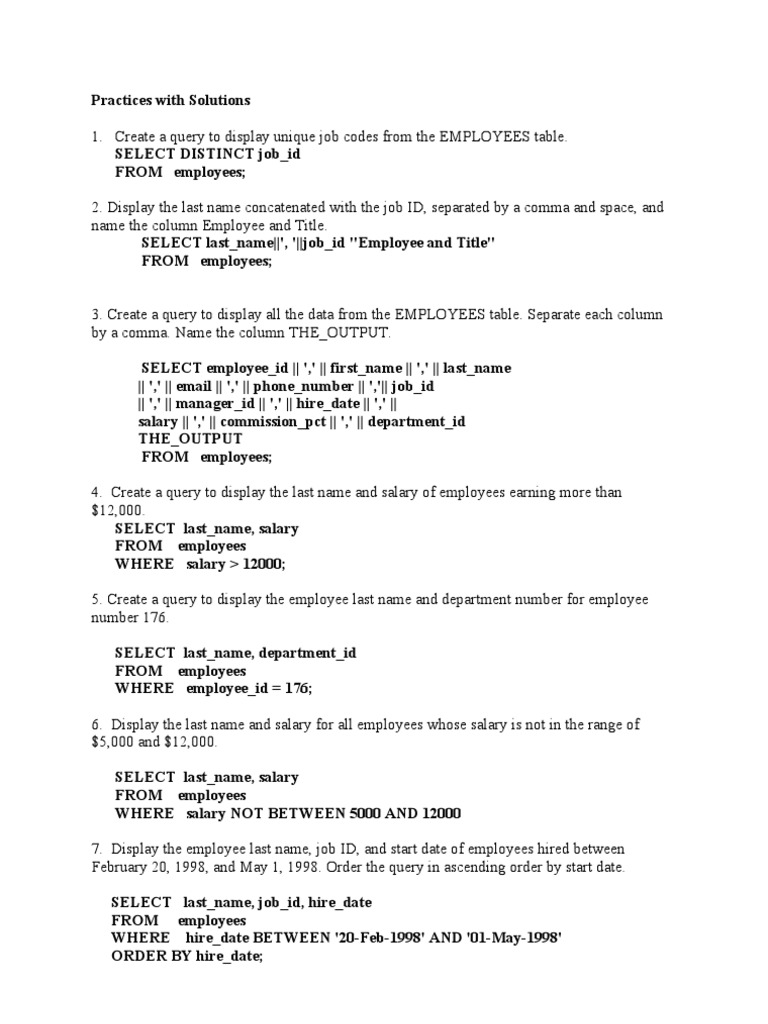 SQL Queries for Employee Data Analysis | PDF | Data | Databases
