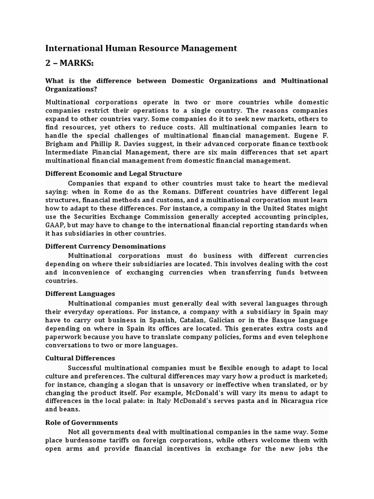 International Human Resource Management | PDF | Cost Of Living ...