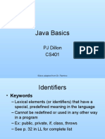 Java Basics: PJ Dillon CS401
