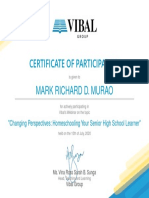 Certificate of Participation: Mark Richard D. Murao