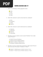 Quality Assurance Quiz #1