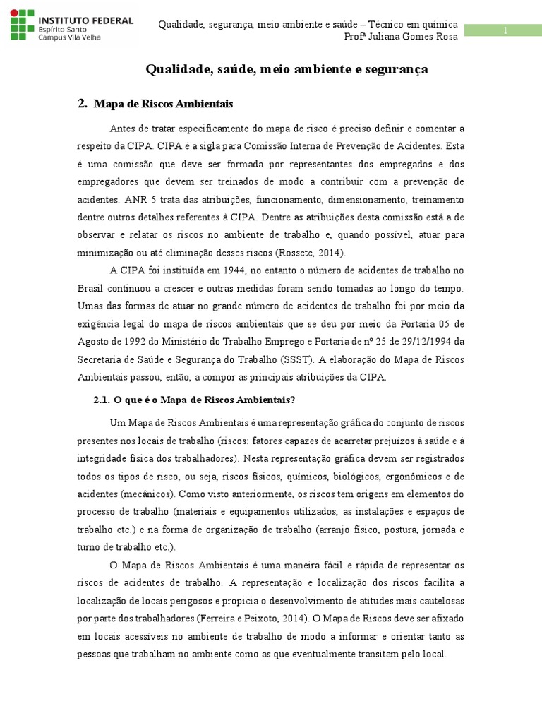 Mapa de Riscos Ambientais no Trabalho | PDF | Ambiente natural | Química