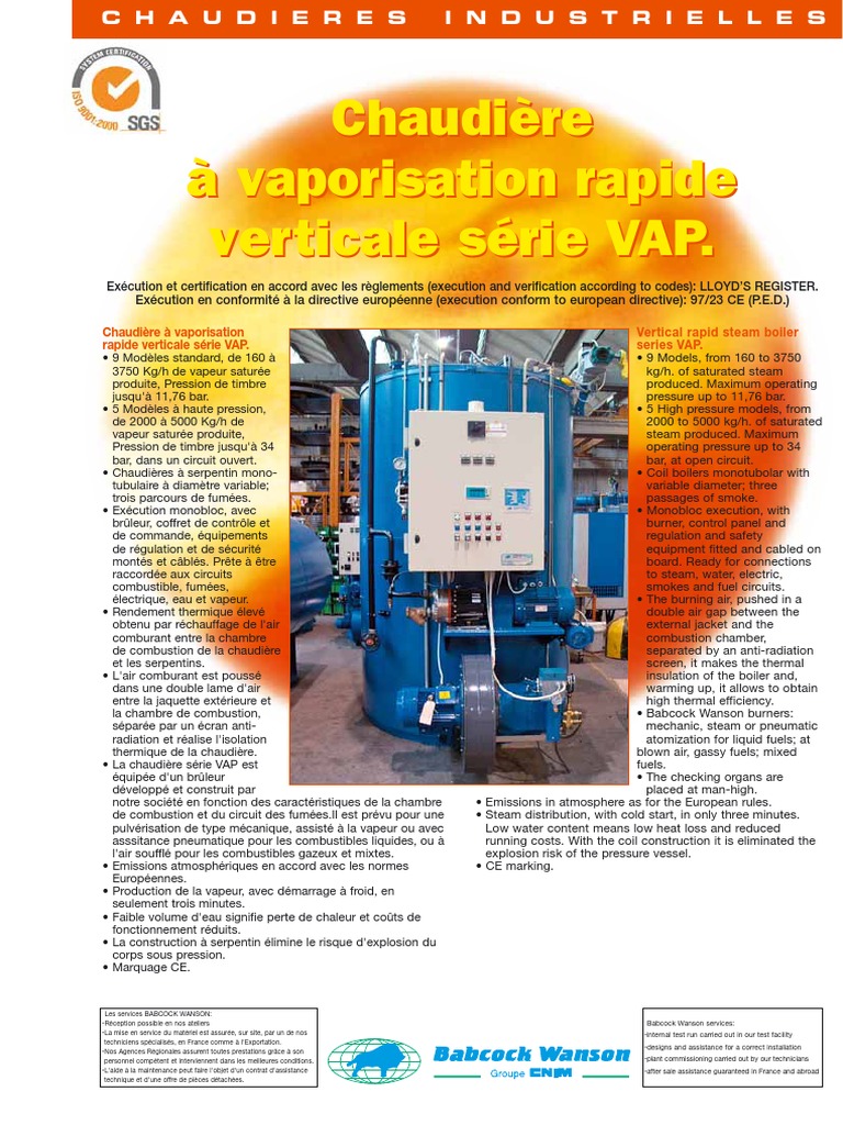 Chaudires  vapeur srie VAP | PDF | La combustion | Chaudire