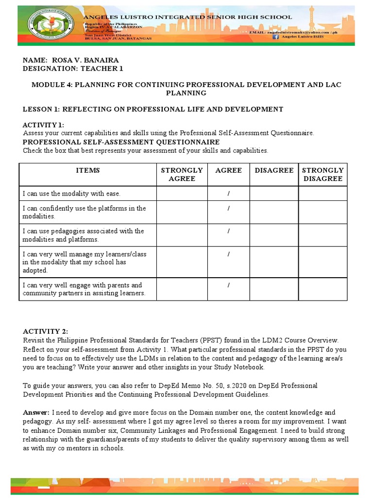 Module 4 Planning For Continuing Professional Development And Lac
