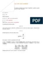 Equações Do 1º Grau Com Uma Variável