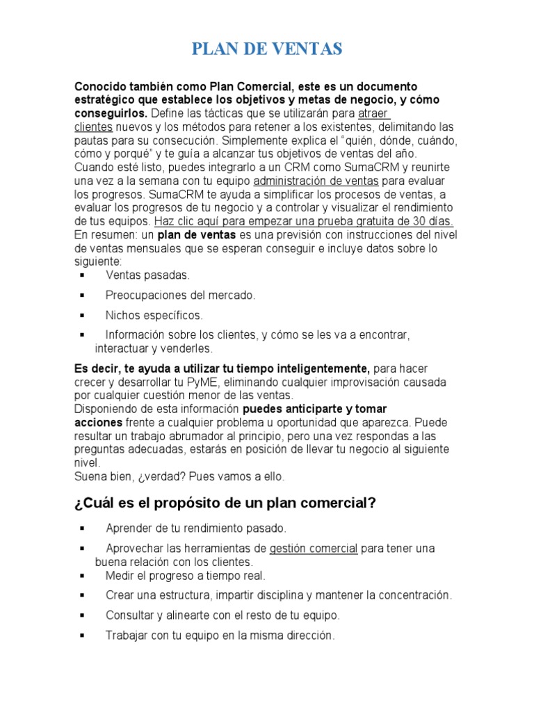 Plan de Ventas | PDF | Cliente | Economias