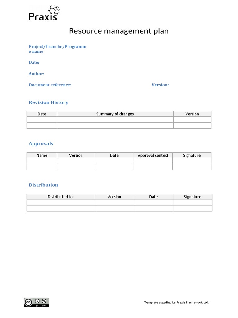Resource Management Plan Template | PDF | Technology & Engineering