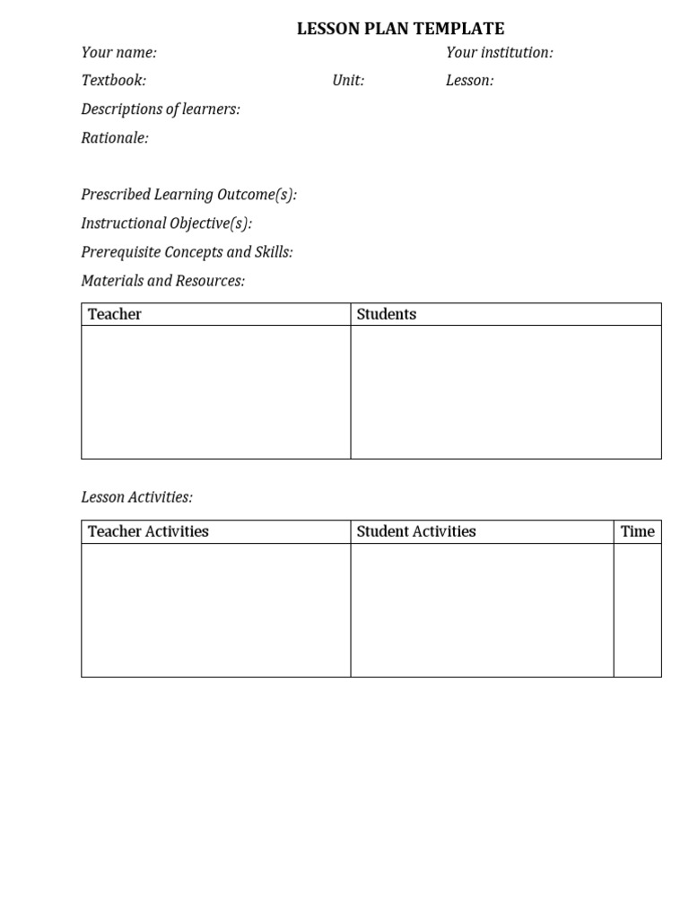 Teaching Language Elements - Lesson Plan Template | PDF | Lesson ...