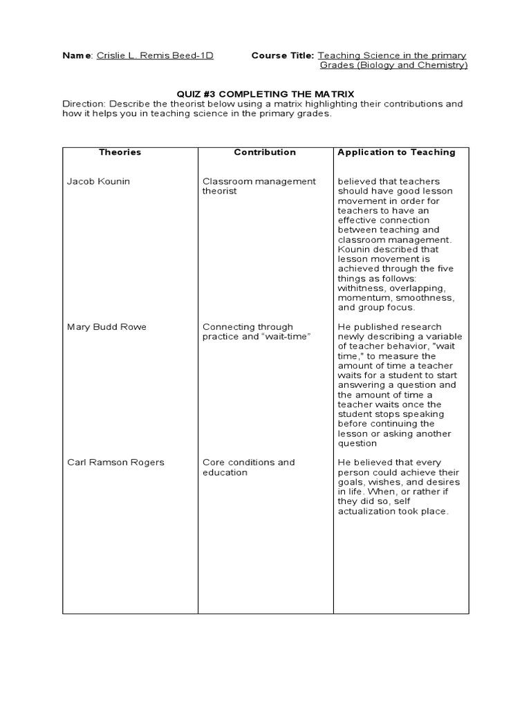 Completing The Matrix | PDF | Classroom | Educational Psychology