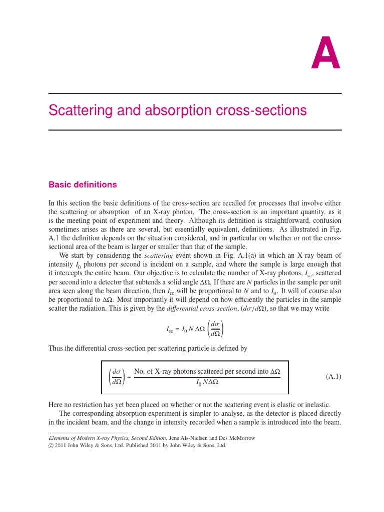 Appendix A - Scattering and Absorption Cross Sections | PDF | Cross ...