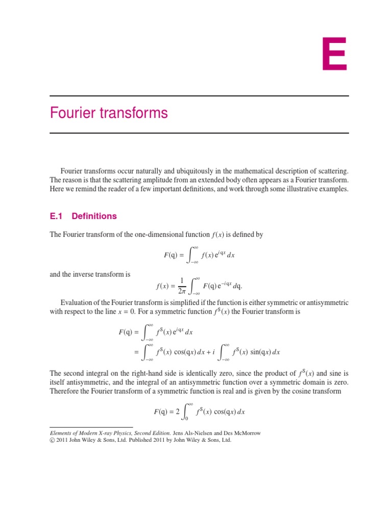 Appendix E Fourier Transforms Convolution Trigonometric Functions