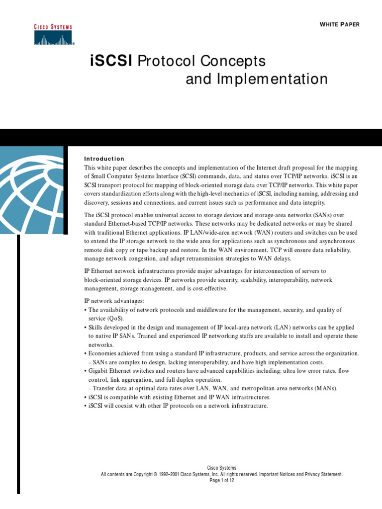 iSCSI Protocol Concepts: and Implementation | PDF | Computers ...