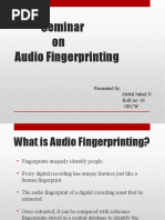 Seminar On Audio Fingerprinting: Presented By: Abdul Jaleel.N Roll No: 01 Gecw