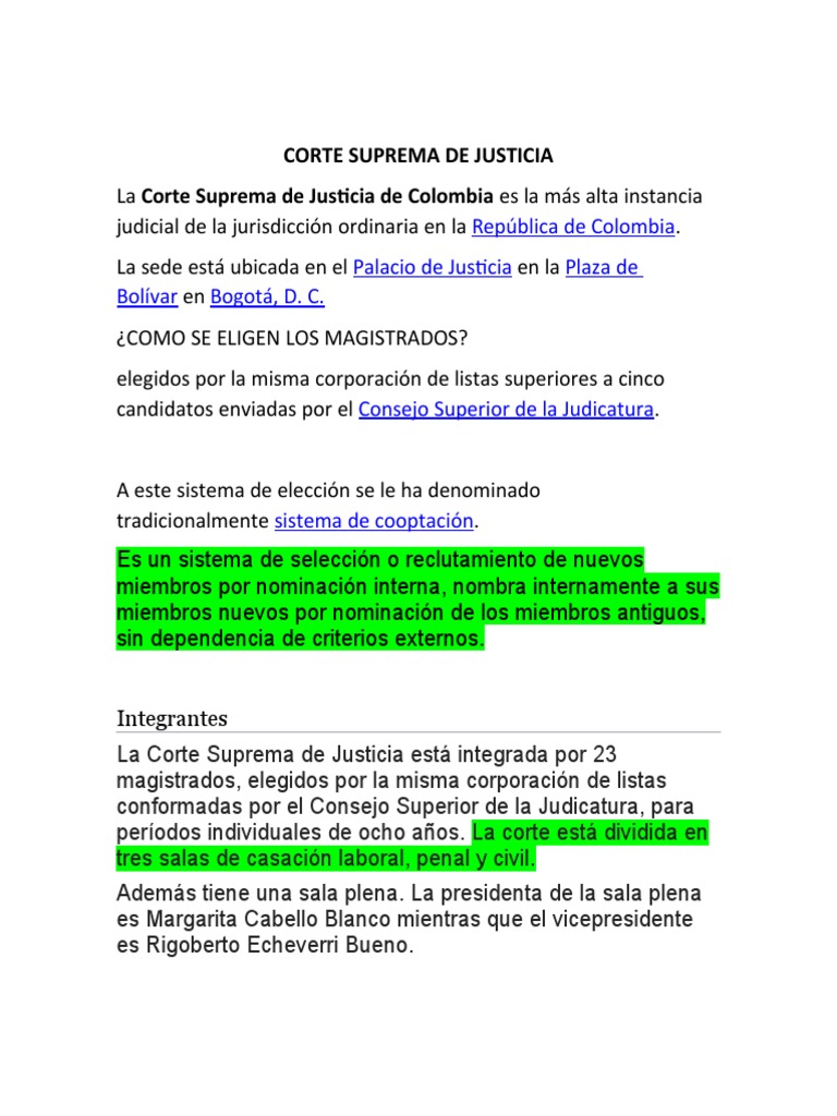 Estructura y funciones de la Corte Suprema | PDF | Instituciones ...