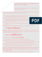 "I Feel Infinite." Wallflower: "He's A ." We Were Infinite