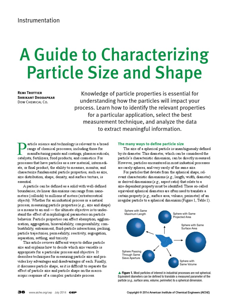 1 - Text - A Guide To Characterizing Particle Size and Shape ...