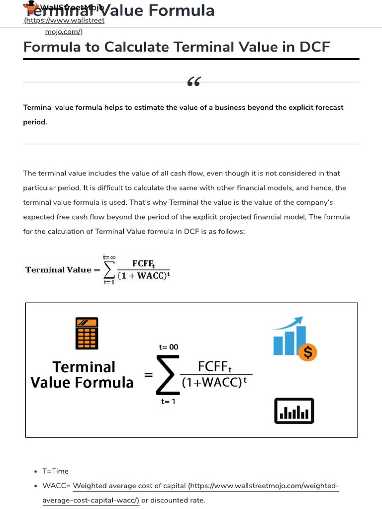 Terminal Value Formula - 2 Methods To Calculate Terminal Value | PDF